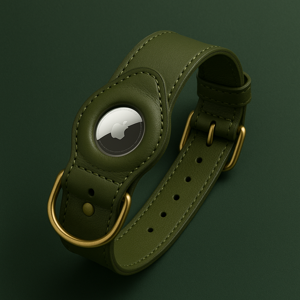 Collier Chien AirTag Premium | Cuir Véritable Compatible GPS | AirTag Collier