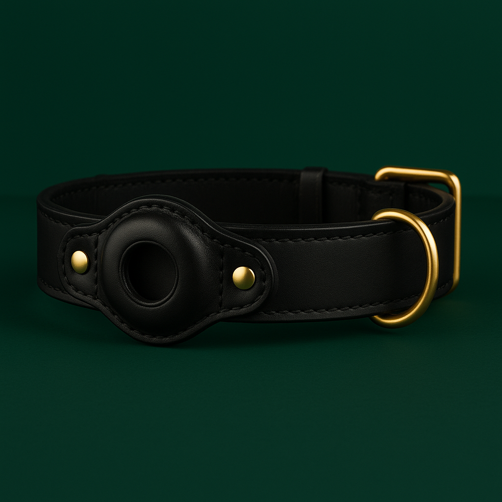 Collier Chien AirTag Premium | Cuir Véritable Compatible GPS | AirTag Collier