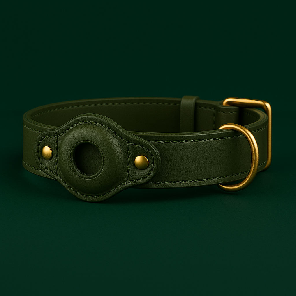 Collier Chien AirTag Premium | Cuir Véritable Compatible GPS | AirTag Collier