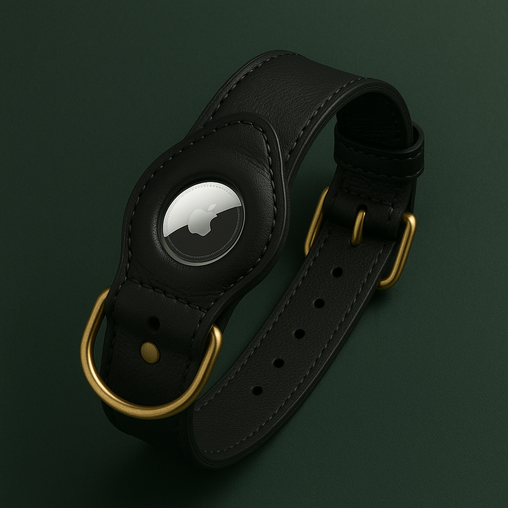 Collier Chien AirTag Premium | Cuir Véritable Compatible GPS | AirTag Collier